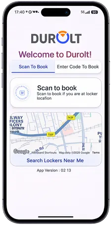 Durolt Mobile App — locker booking and access on iOS and Android