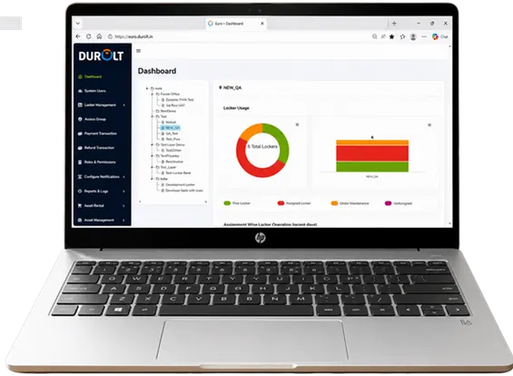 Durolt Portal — locker fleet dashboard with live monitoring and access management